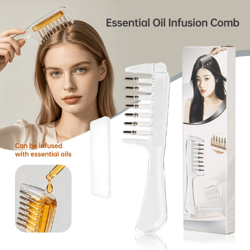 Hair Care Essence - Peigne transparent pour infusion d'huiles essentielles,