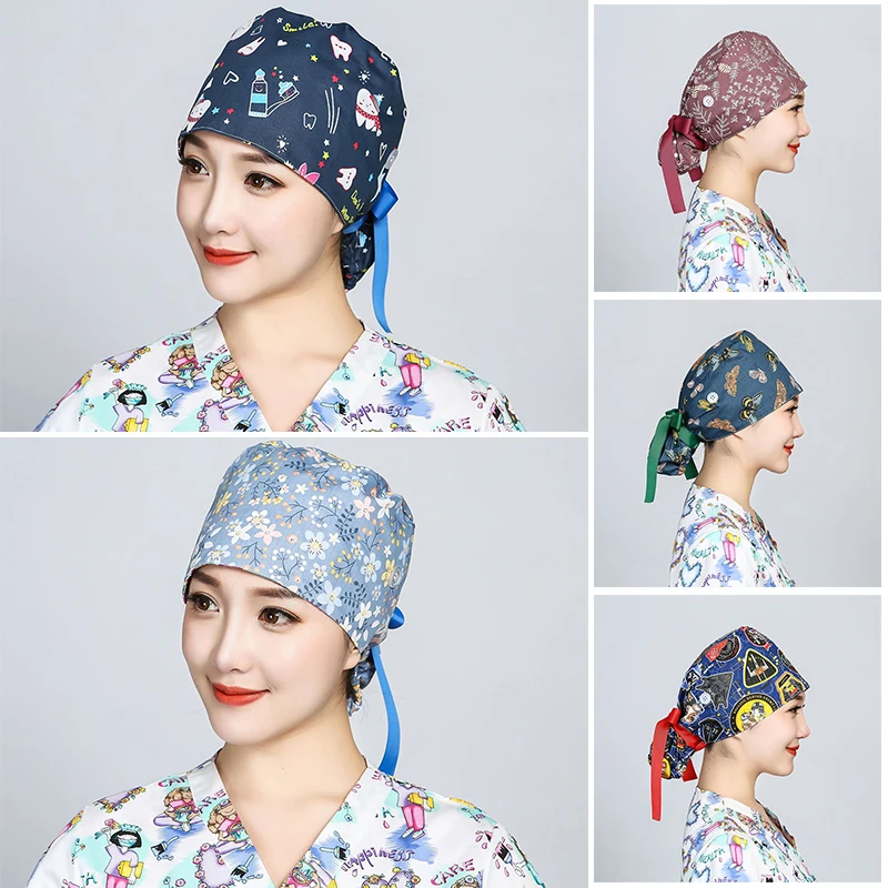 Hair Care Hospital - Bonnet chirurgical imprimé en coton avec